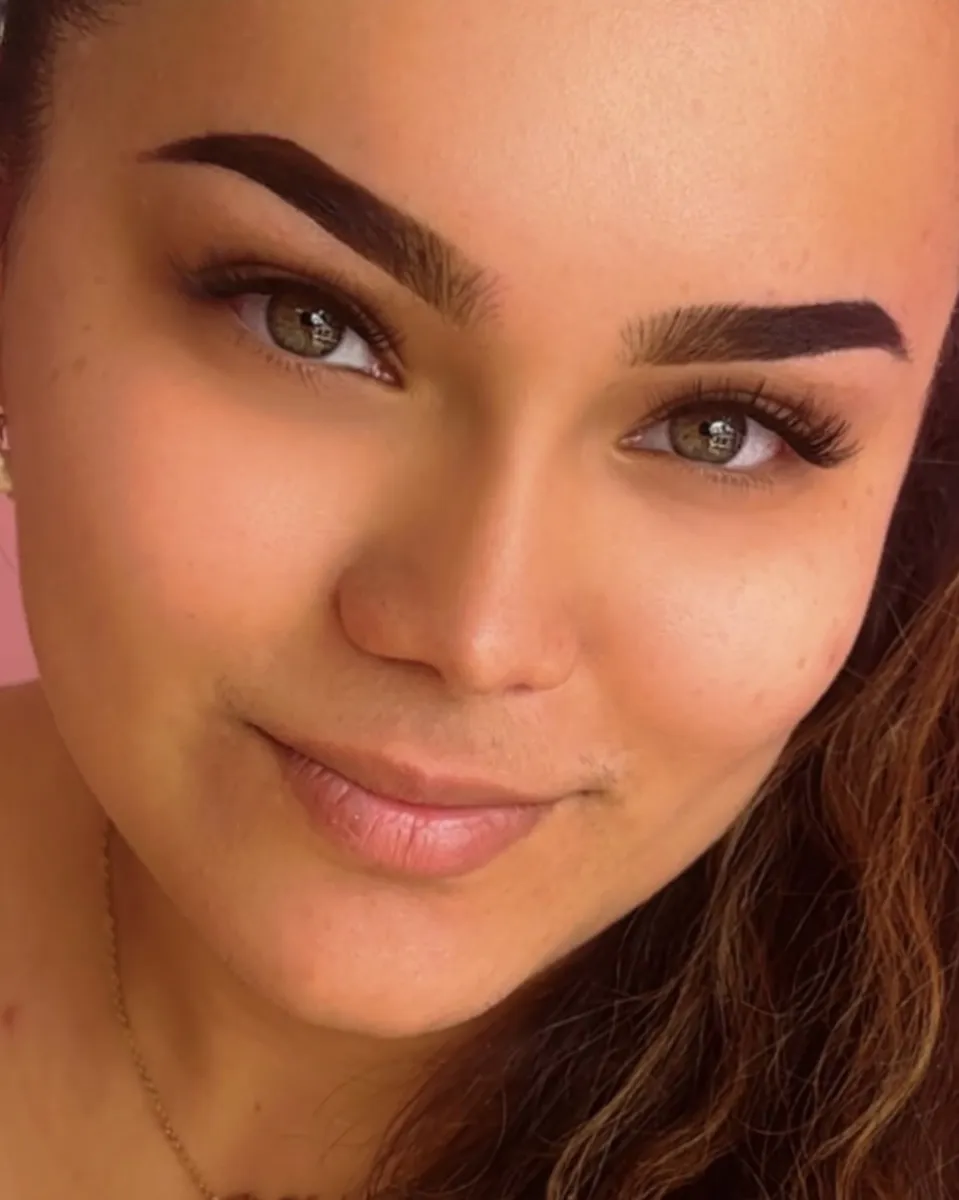 Macro close-up of ombré brow color and texture